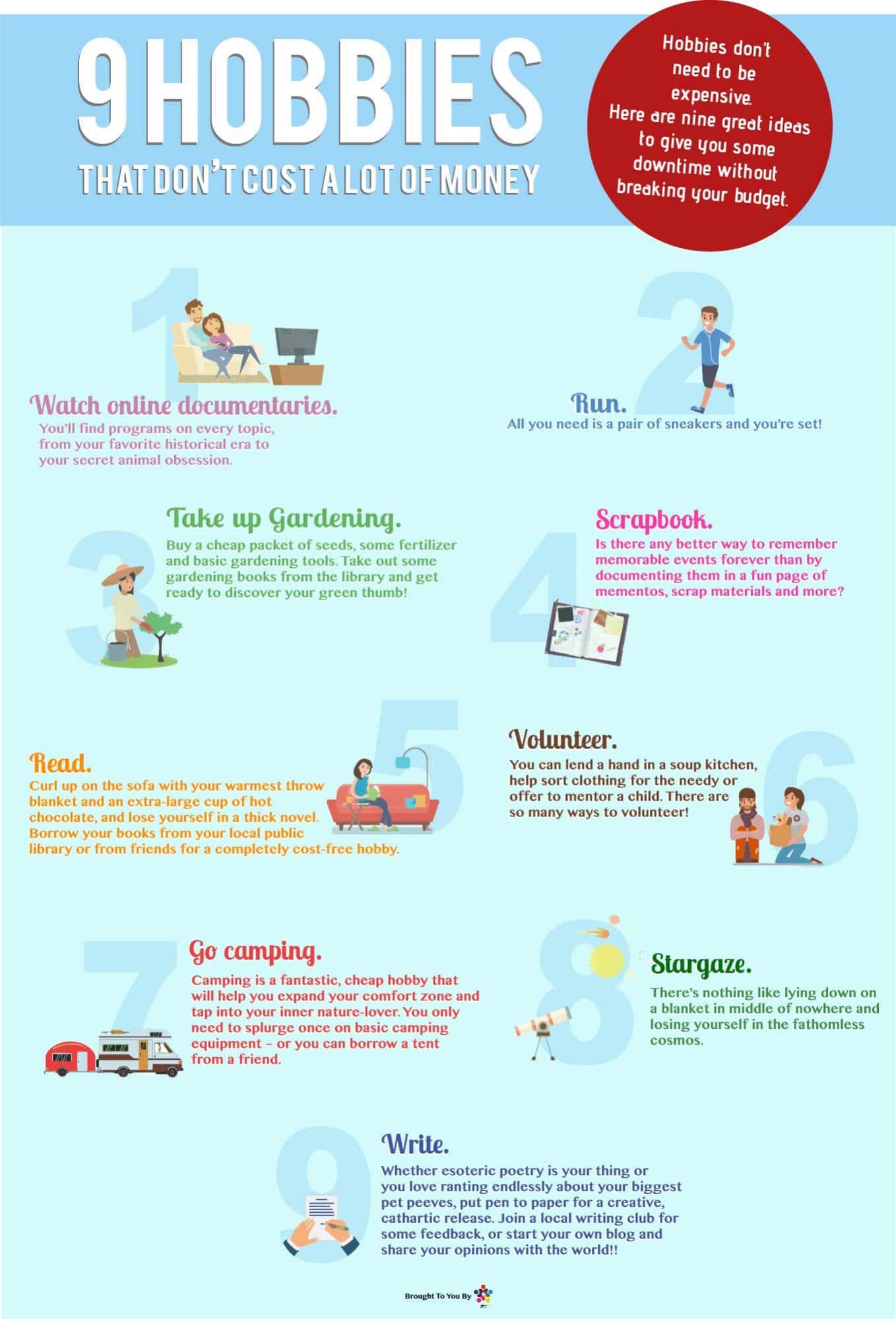 Infographic_9 hobbies that dont cost a lot of money CUcontent One
