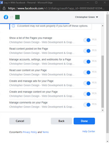 Required Facebook Permissions Required Facebook Permissions