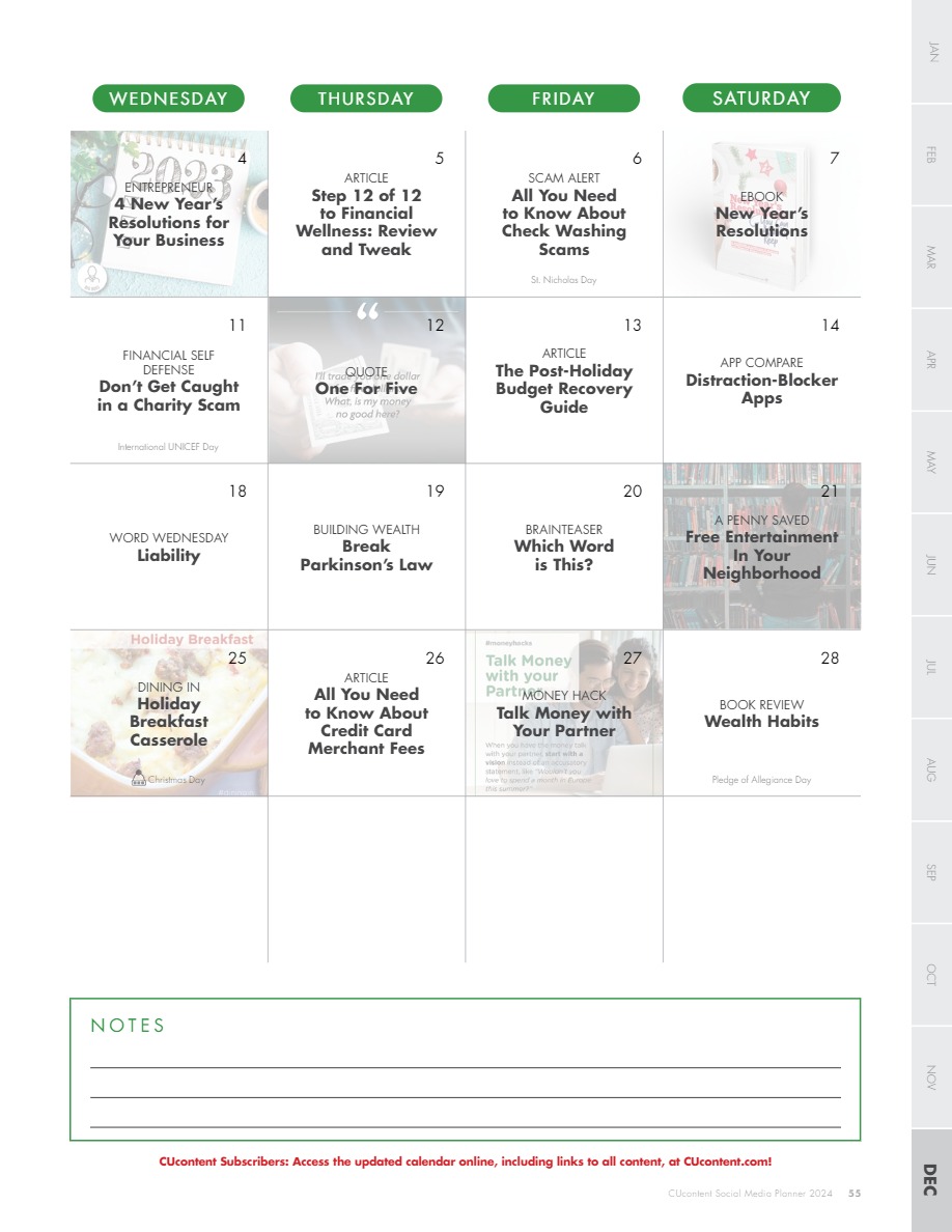 social media content planner 2024